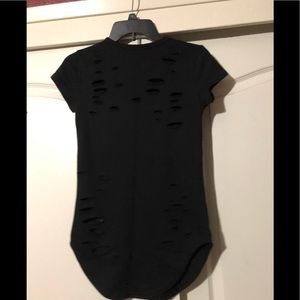 Black cut out hole T shirt Style